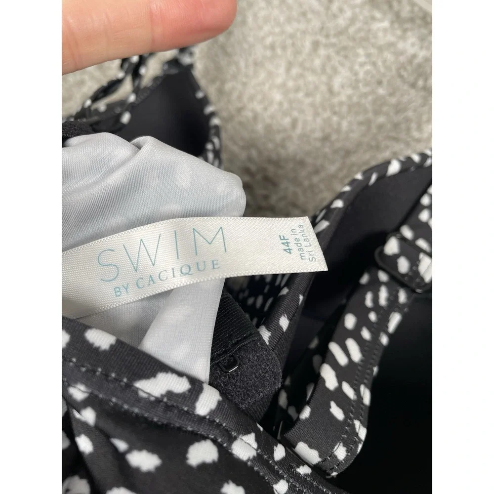 LANE BRYANT SWIM ANIMAL DOT LONGLINE UNDERWIRE BIKINI TOP SZ 44F NWT